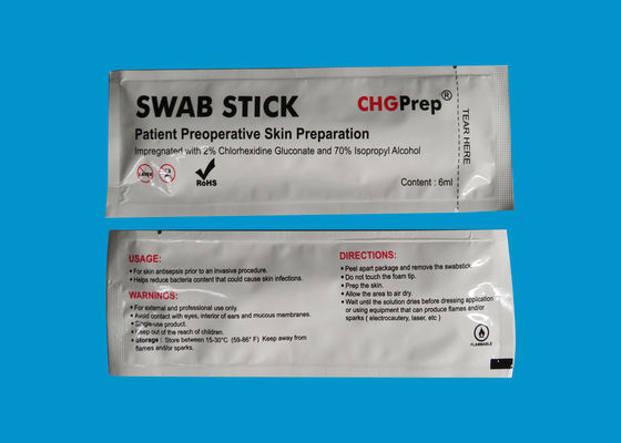 Getipte Zwabbers van de Chlorascrub de Medische CHG Swabstick ETO Sterilisatie Schuim